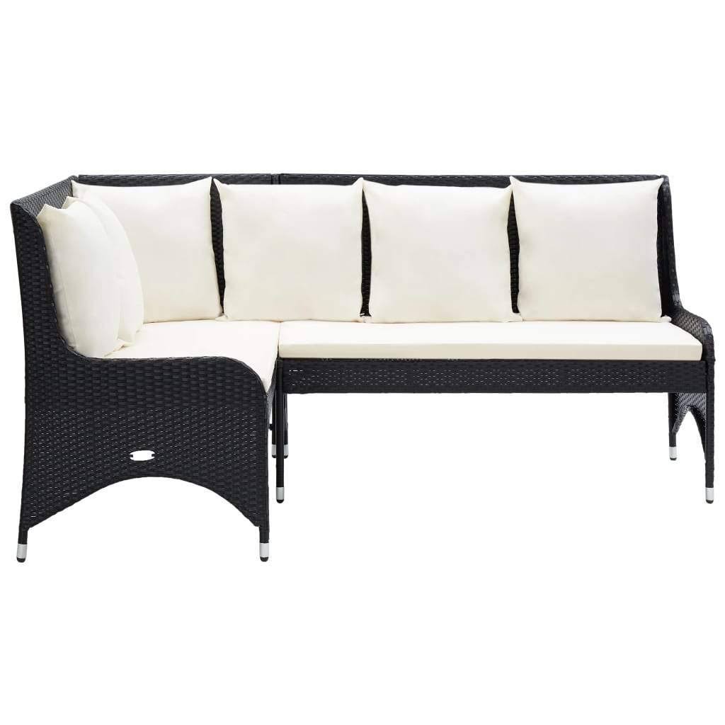 Black Poly Rattan Garden Corner Sofas 2 Pcs K829