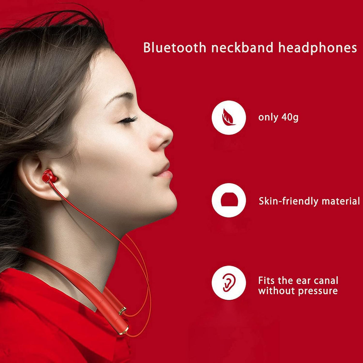 Wireless Earbuds Neckband with Mic Noise Cancelling Headset 400 Hours Standby C435934