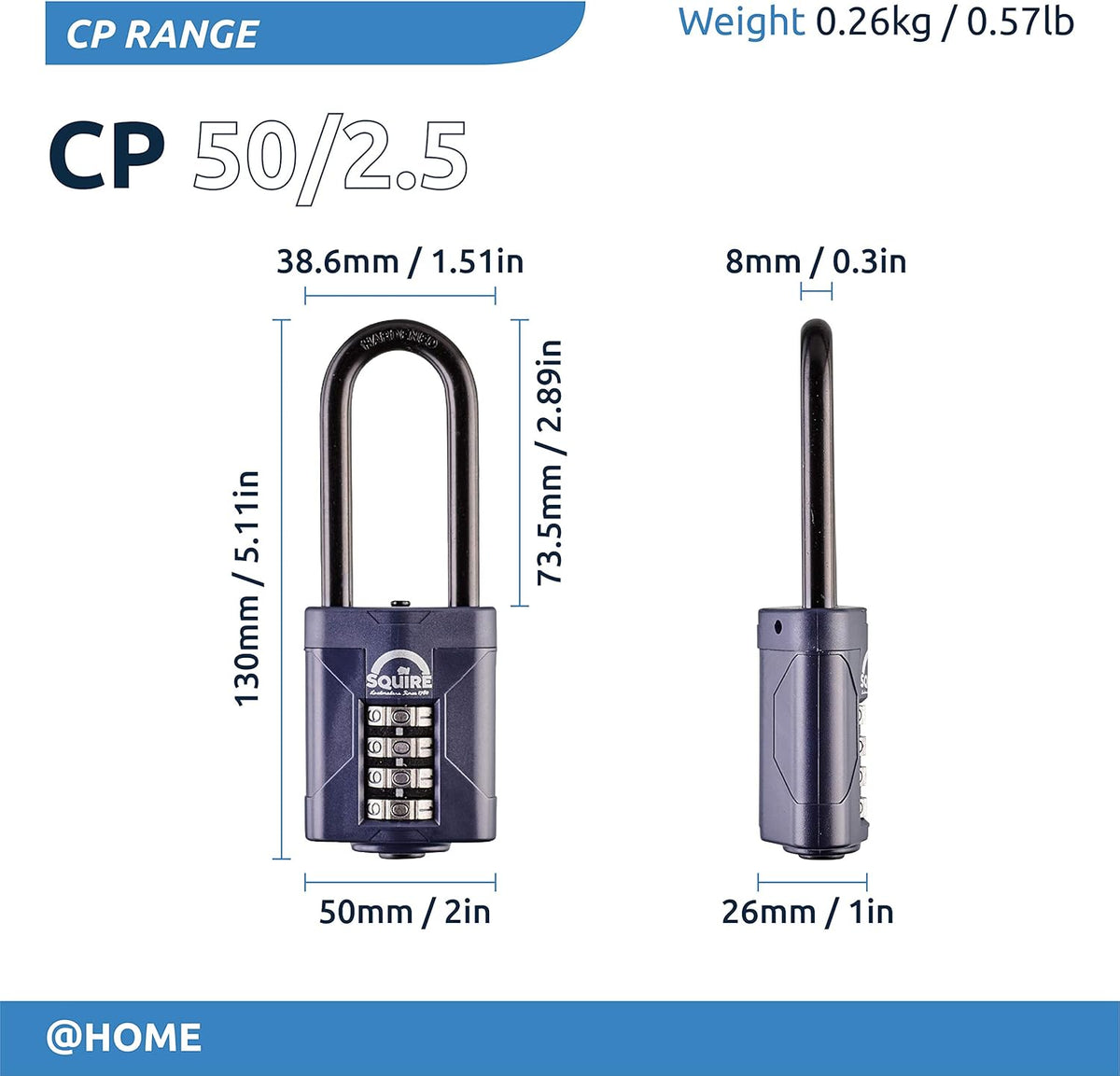 Blue 50 mm 4 Wheel Combination Padlock, Pack of 2 R32757