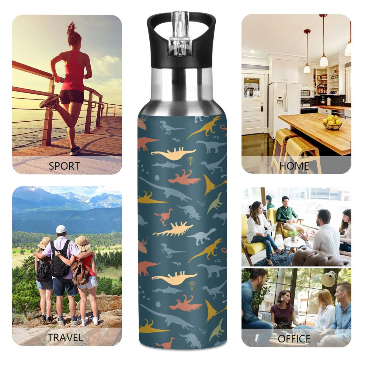 20 OZ Stainless Steel Water Bottle with Straw Lid K6765