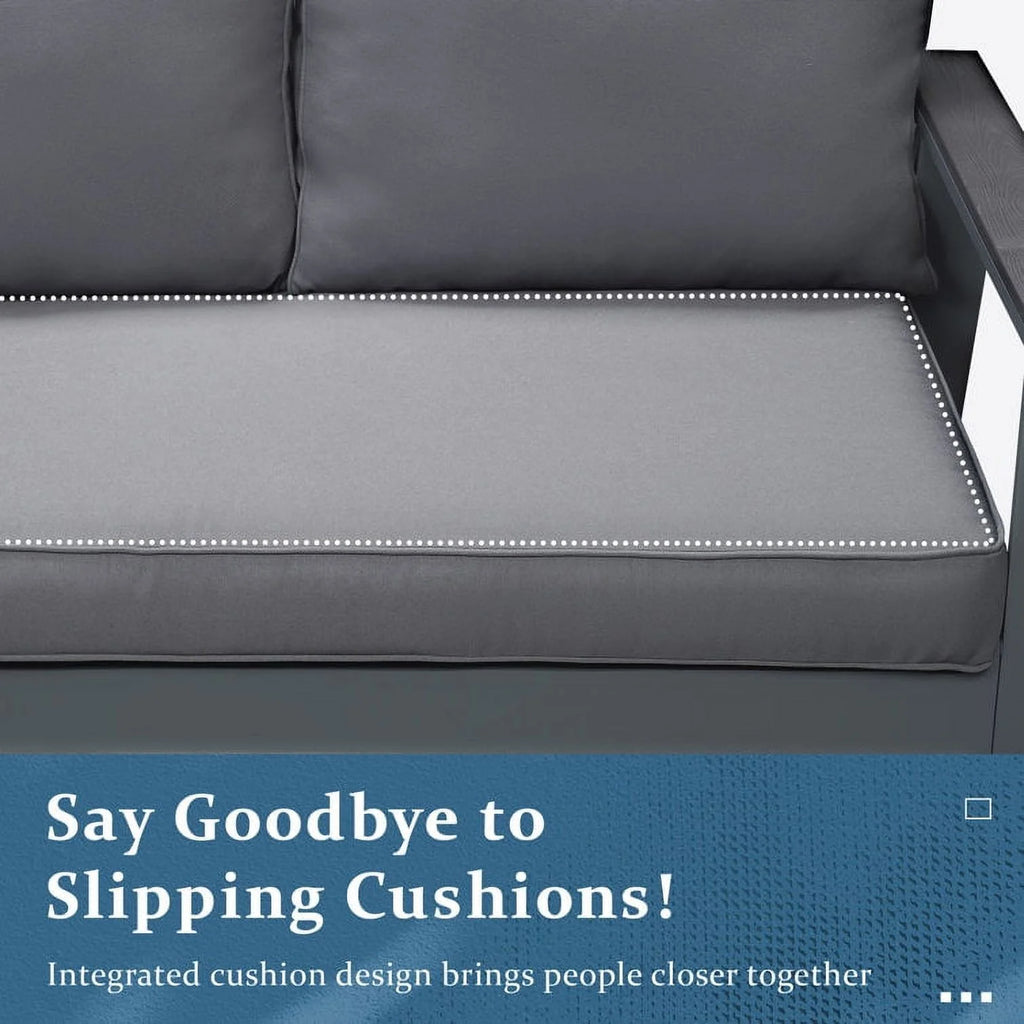 Gray 4-Seat Outdoor Aluminum Sectional Sofa with Cushions G748064