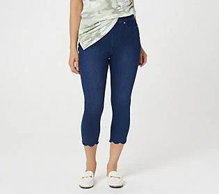 Slim Waist Scallop Jegging, Size Plus 20, Dark Indigo G7494