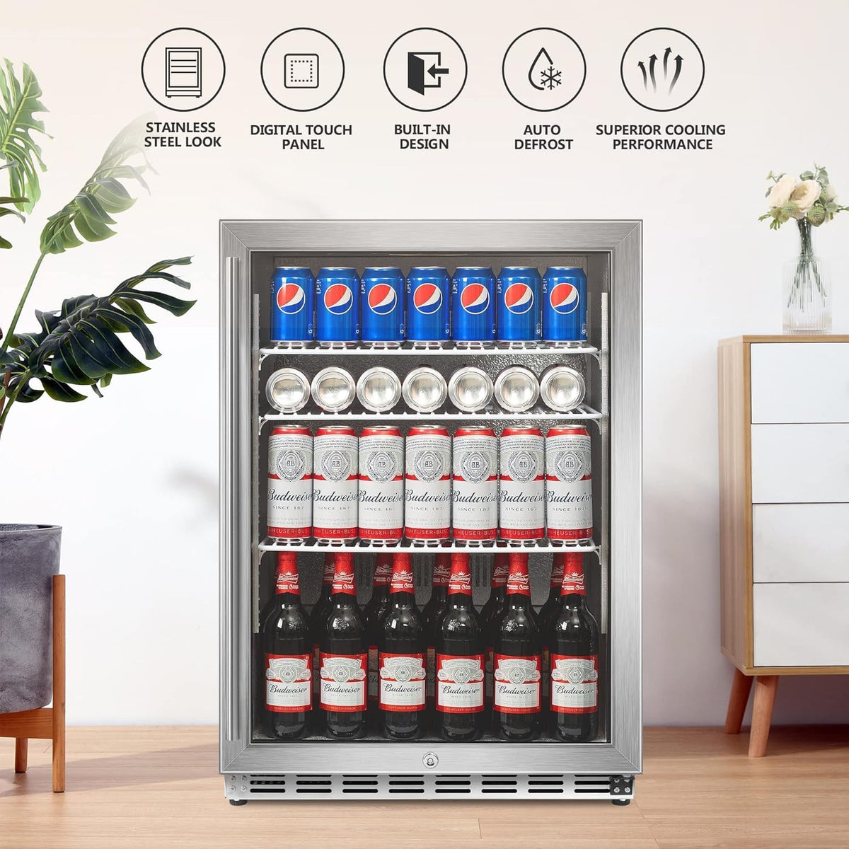 24 inch Built-in or Free Standing 160 Cans Beverage Refrigerator N958021