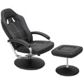 Black PU Leather Swivel Recliner with Ottoman S219