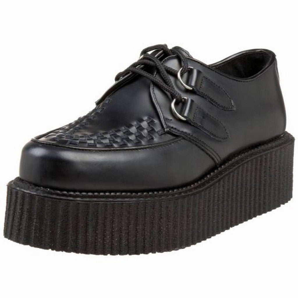 Black Leather Creeper Shoes V15007