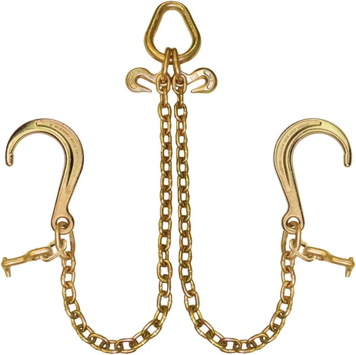 Towing Chain Bridle with 8 Inch J Hooks and Alloy T Hooks, Grade 70 Chain, 40 Inches Long, 4,700 Pound Safe Working Load Q356