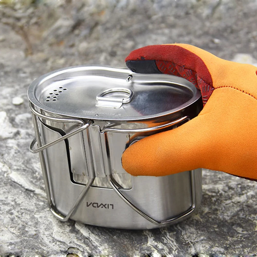 Stainless Steel Camping Cookware Set with Wood Stove D17034