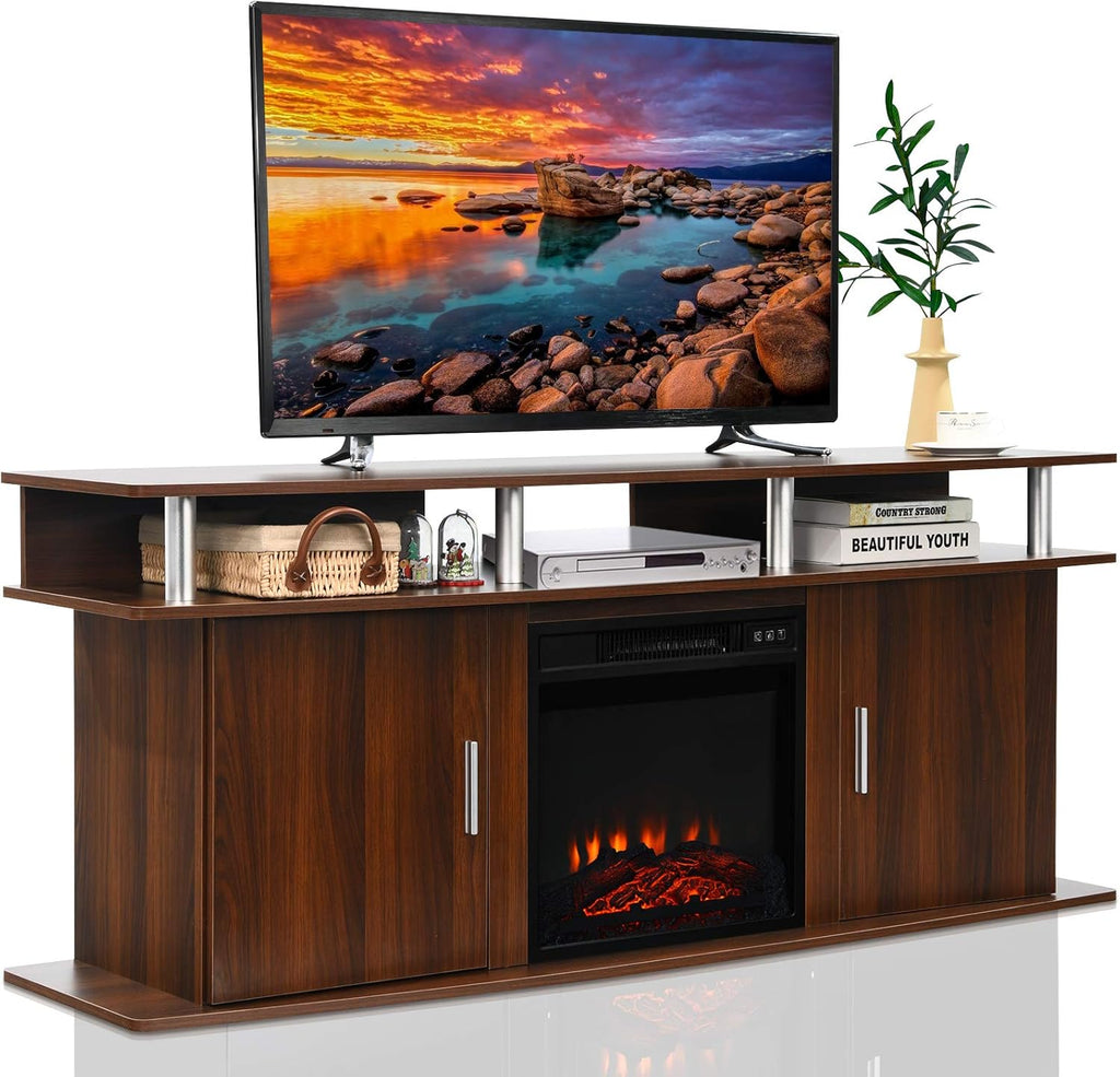 Fireplace TV Stand, Media Console Table for TVs up to 70 Inches, Electric Fireplace Cabinet with Remote N591587