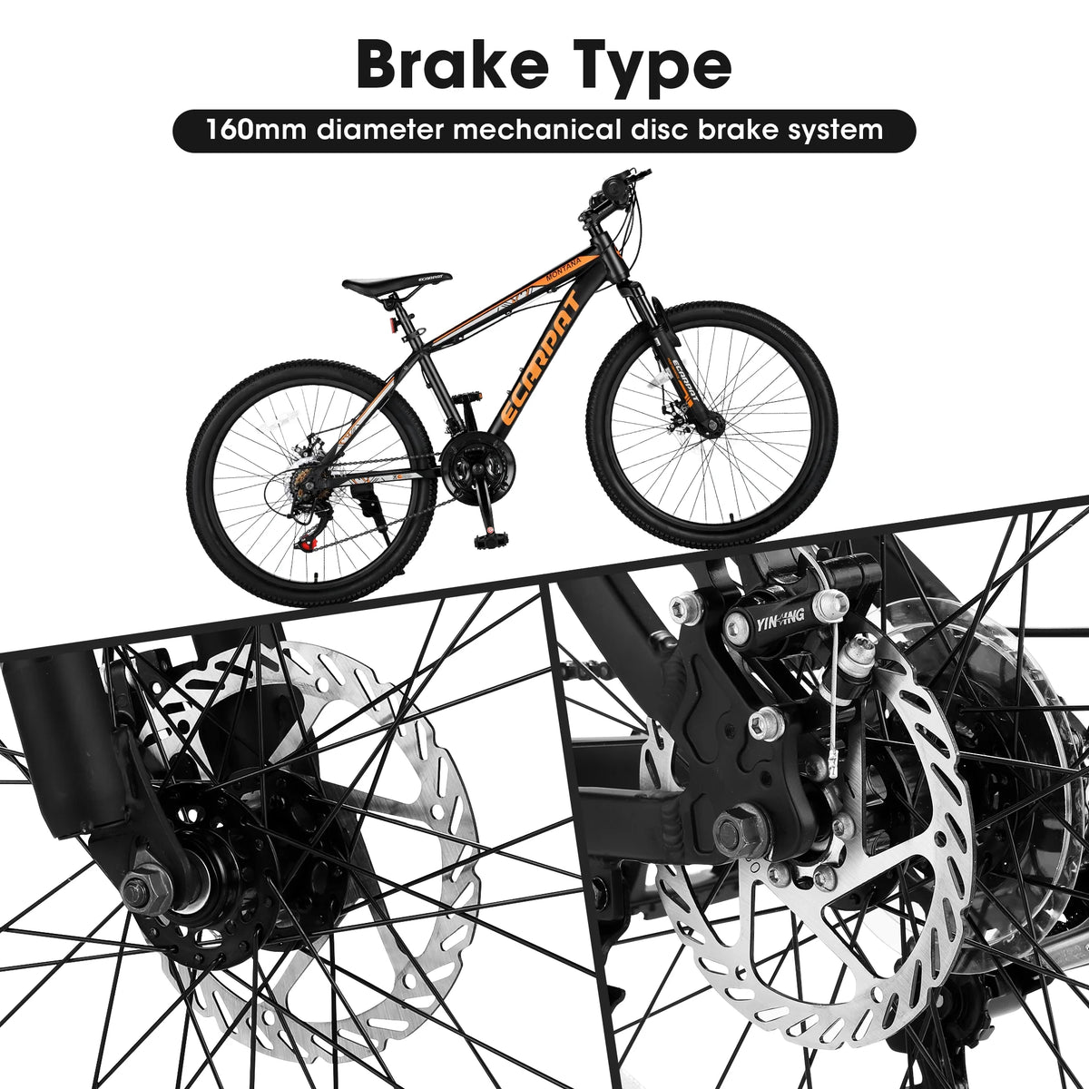 Orange 24in Mountain Bike Aluminium Frame 21-Speed U933
