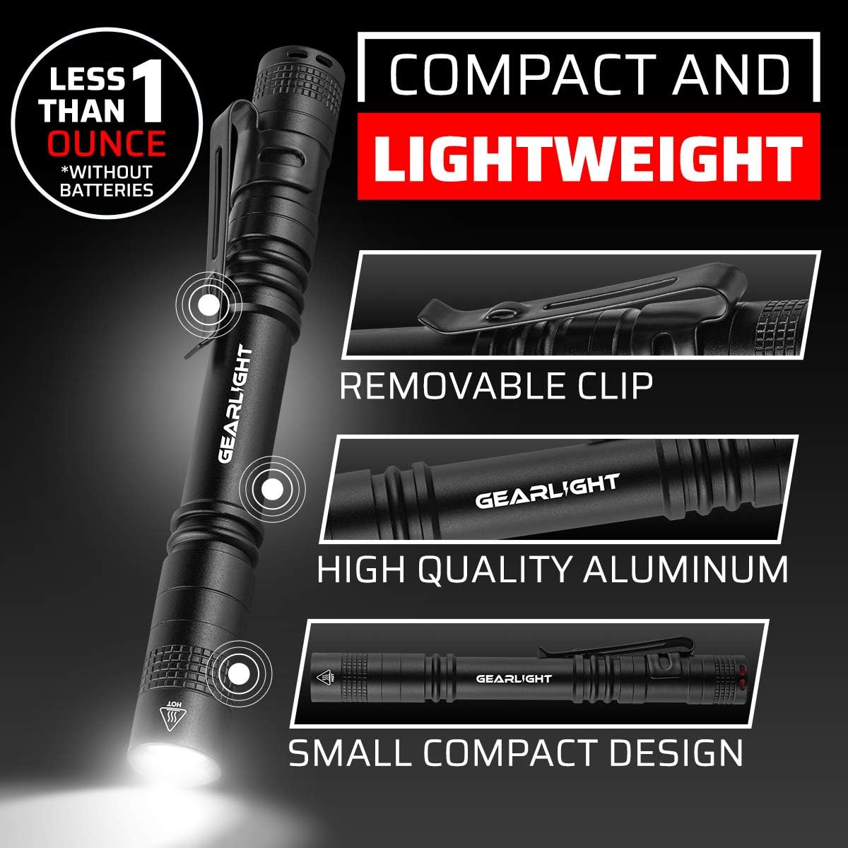 2 Small LED Pocket Flashlights with Clip H7010