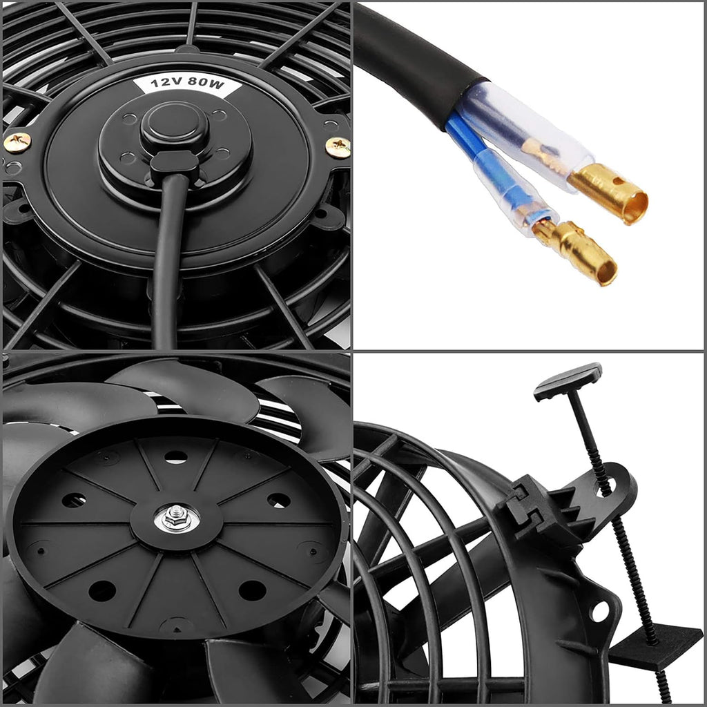 12 Inch Electric Engine Radiator Cooling Fan with Mounting Kit 1750 CFM 12 Volts Pack of 2 G9203