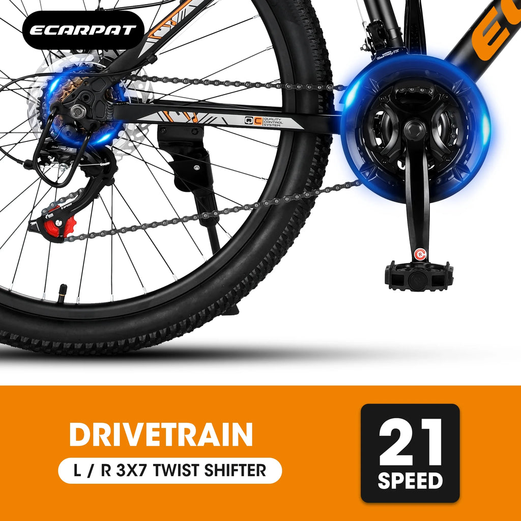 Orange 24in Mountain Bike Aluminium Frame 21-Speed U933