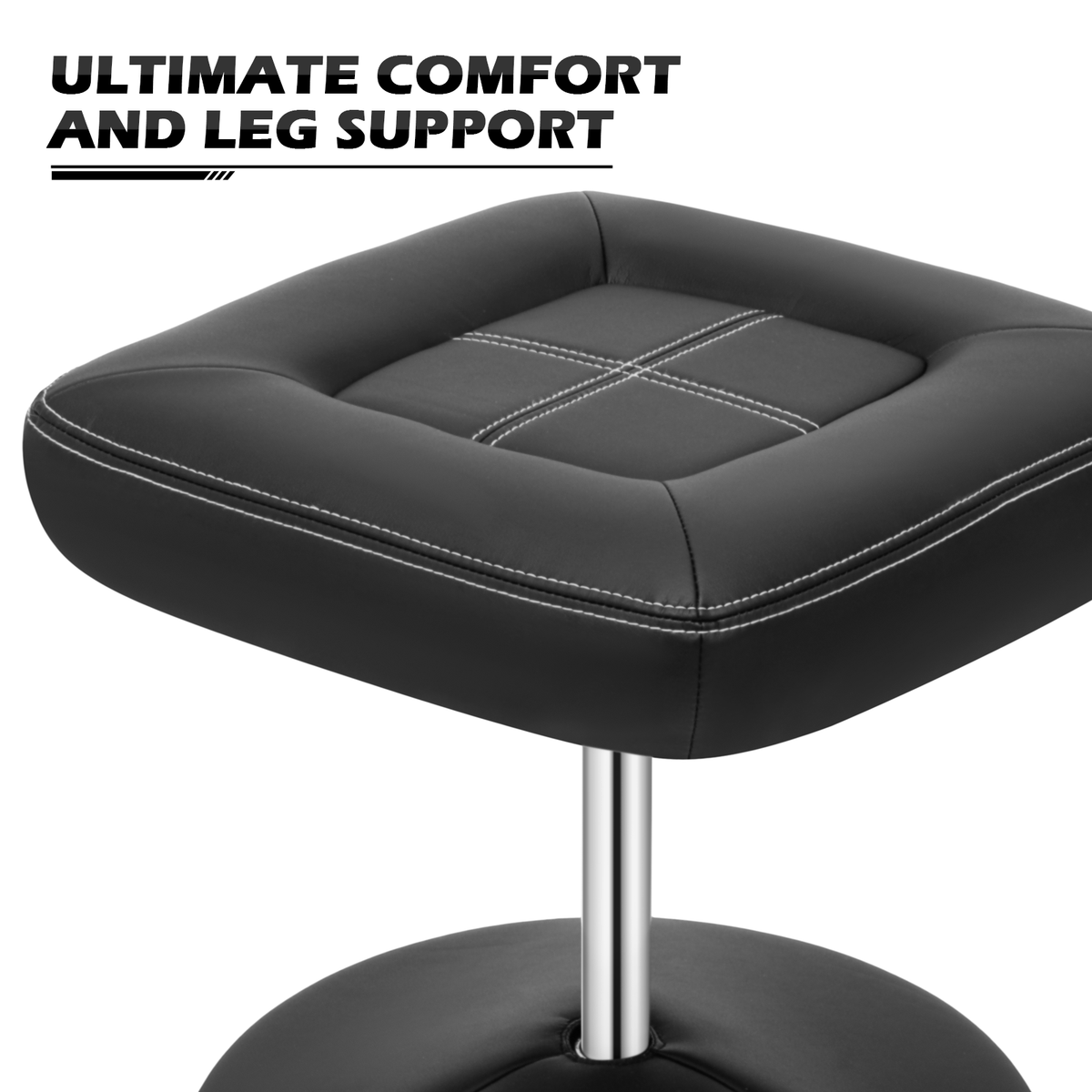 Black PU Leather Swivel Recliner with Ottoman S219