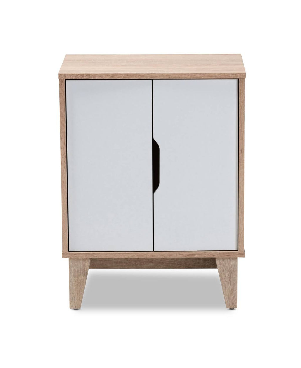 Two-Tone Oak and White 2-Door Cat Litter Box Cover Q5373