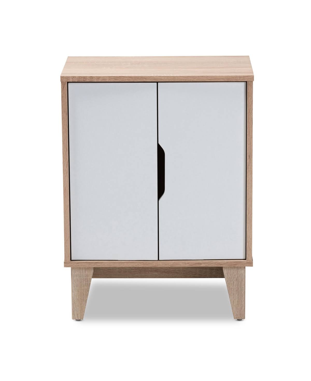 Two-Tone Oak and White 2-Door Cat Litter Box Cover Q5373
