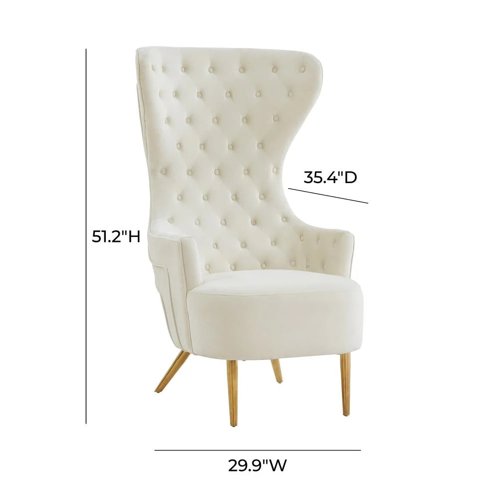 Cream Velvet Wingback Chair Z802
