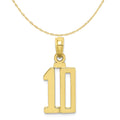 10K Yellow Gold Number 10 Pendant Charm with 14K Yellow Gold Rope Chain Necklace 18'' Q321