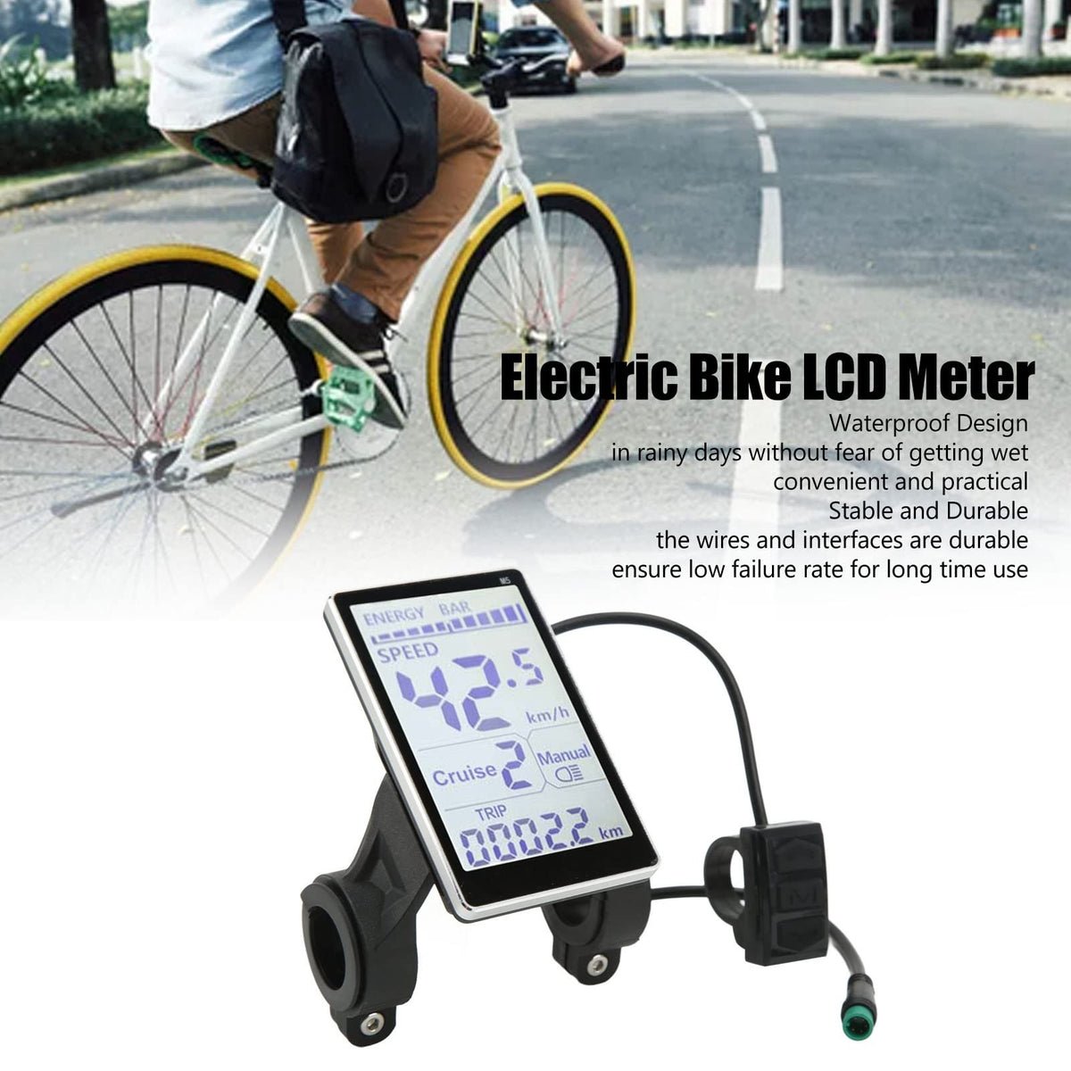 Electric Bike LCD Display, 5 Pin 24V 36V 48V 60V, Waterproof, Universal M5 Panel Screen for Electric Bikes F6803