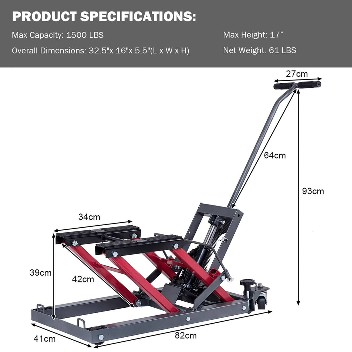 1500 lbs Motorcycle ATV Jack Lift Stand Q93403