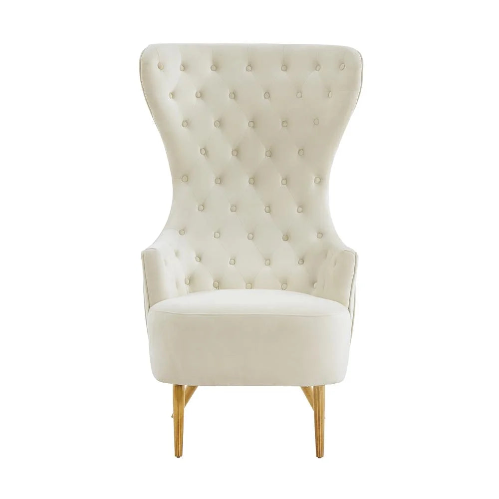 Cream Velvet Wingback Chair Z802