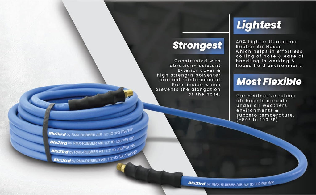 Rubber Air Hose, 300 PSI, Pack of 2 B273