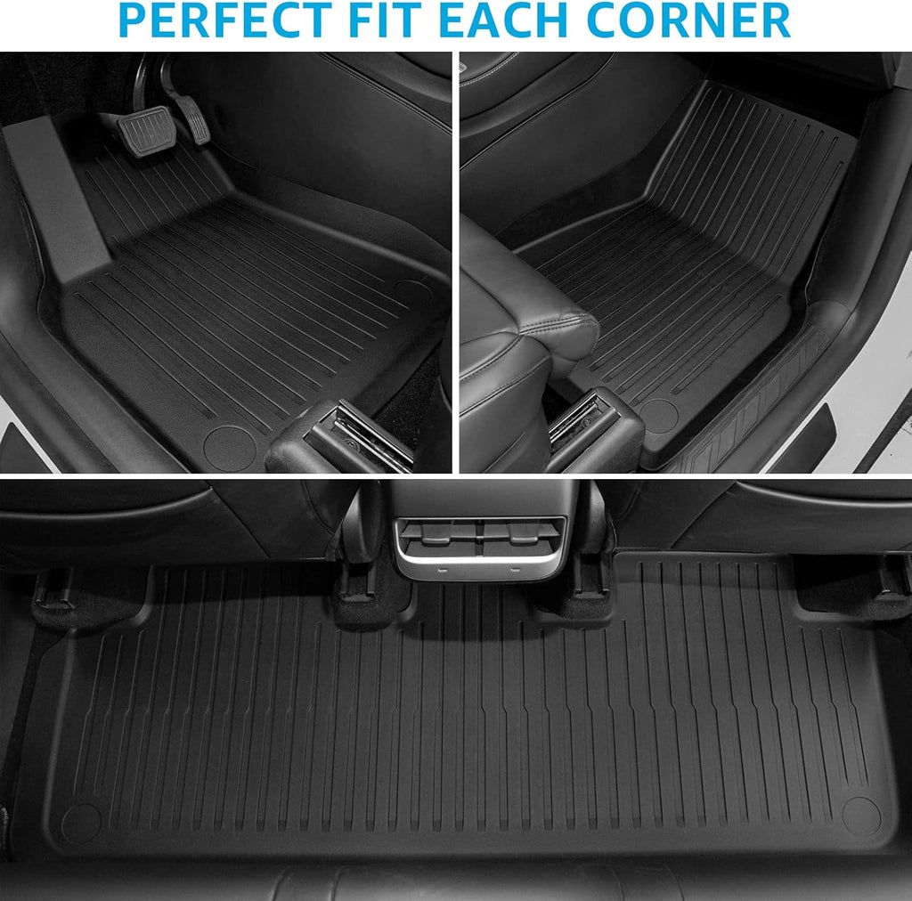 Tesla Model Y Floor Mats 5-Seat TPE Full Set Liners All Weather Front Rear Trunk Cargo Liner Q3798