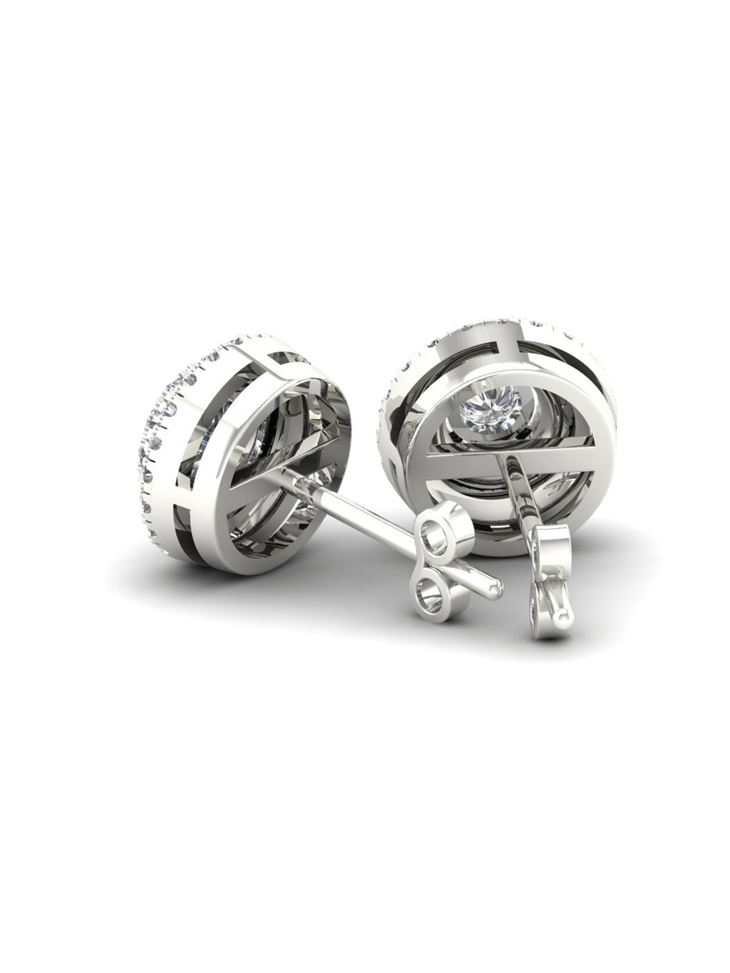 1/4ct TW Diamond Sterling Silver Double Halo Stud Earrings Q499