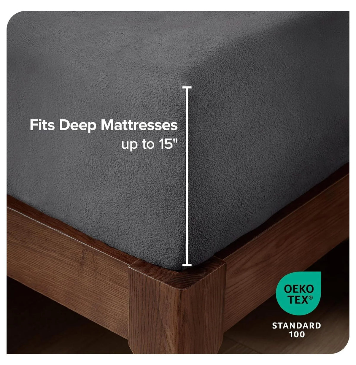 Full Size 2 Pack Fleece Fitted Sheet, Grey Q349067