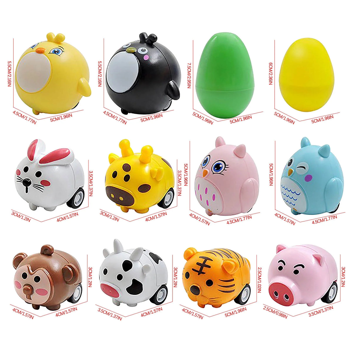 24pcs Children's Animal Car Eggs Toy Set Z1716