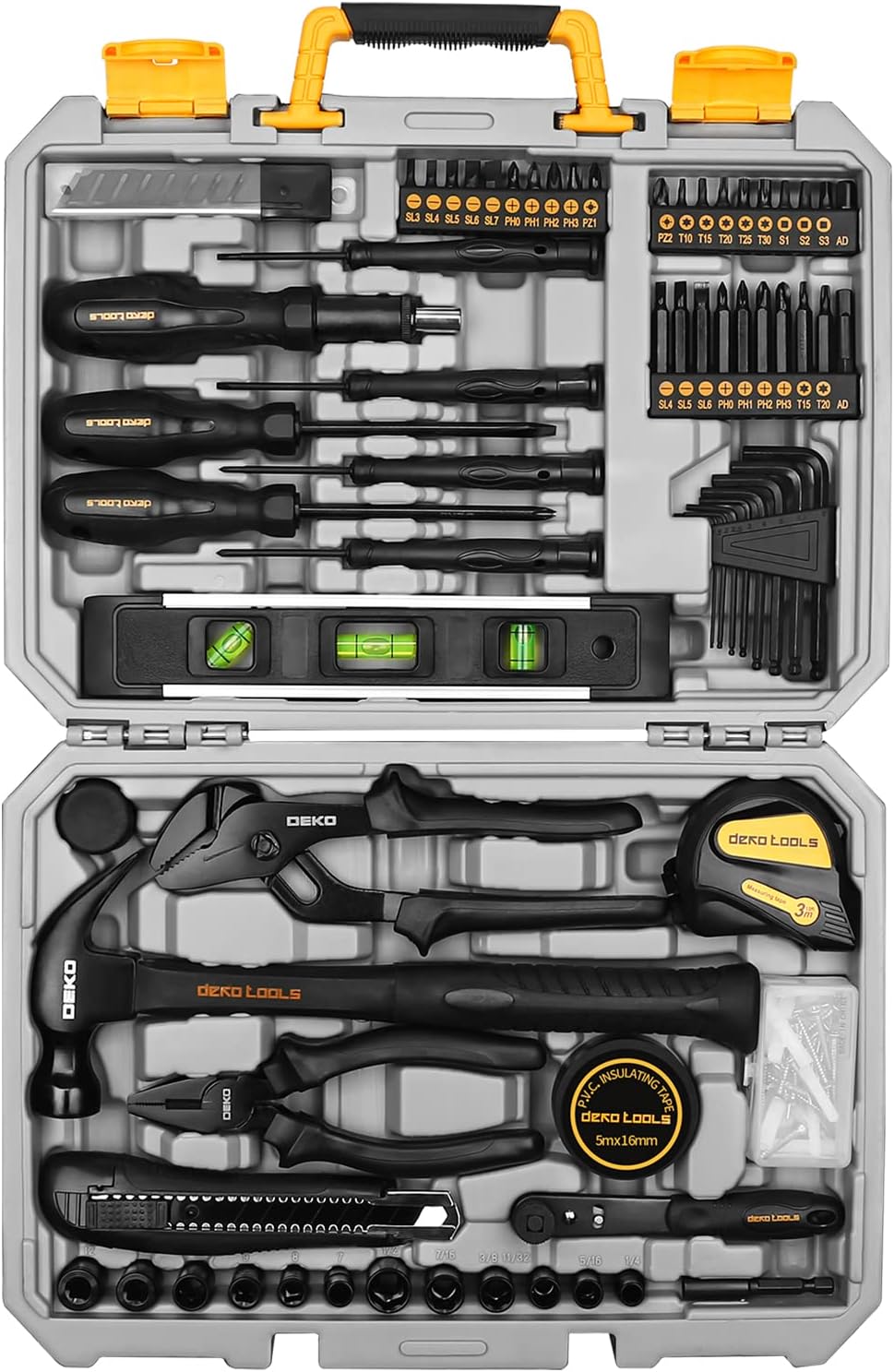 150 Piece Hand Tool Kit with Plastic Toolbox Storage Case M456275