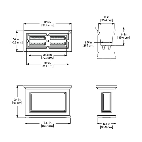 Black 36in L x 16in W x 24in H Planter with Built-in Water Reservoir D407990