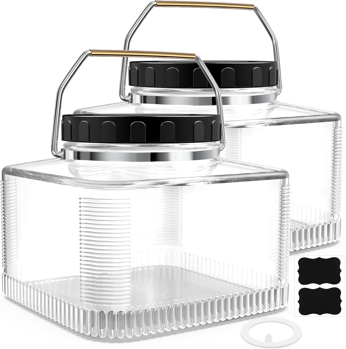 2 Pack 1 Gallon Glass Jar with Screw Lids K3255