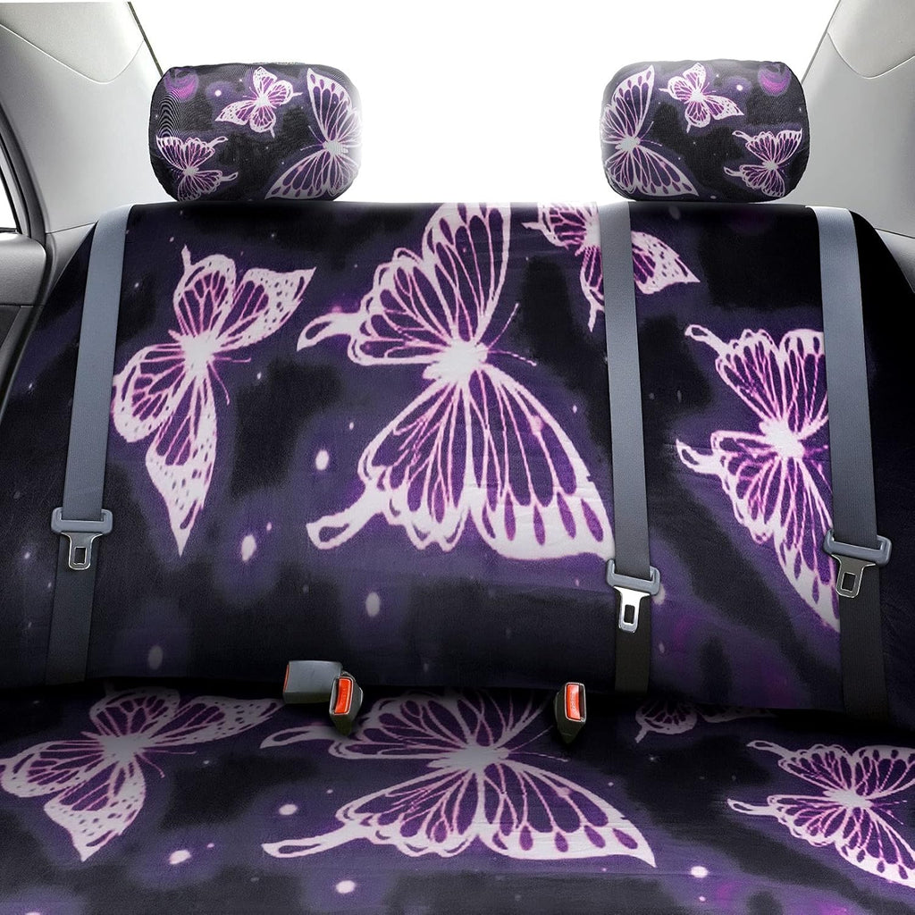 15 Pieces Purple Butterfly Car Seat Covers Full Set F24045