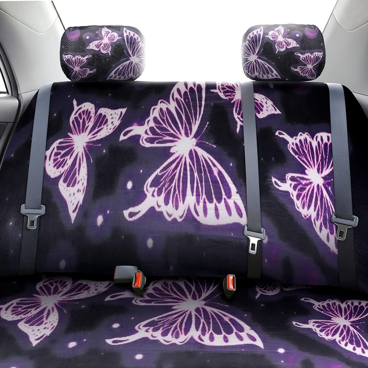 15 Pieces Purple Butterfly Car Seat Covers Full Set F24045