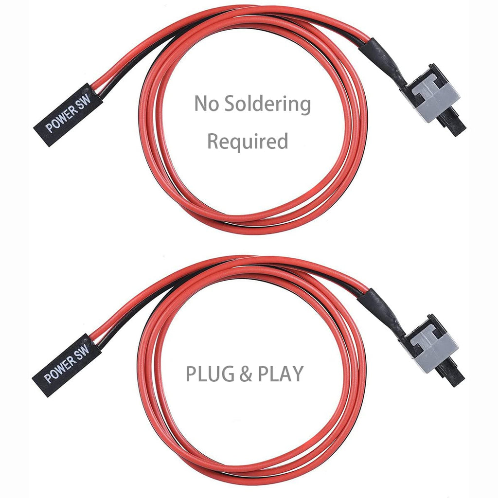 5 Pack 2 Pin PC Power Cable Push Button ATX Computer Switch Wire Restart Switch 50cm L88462