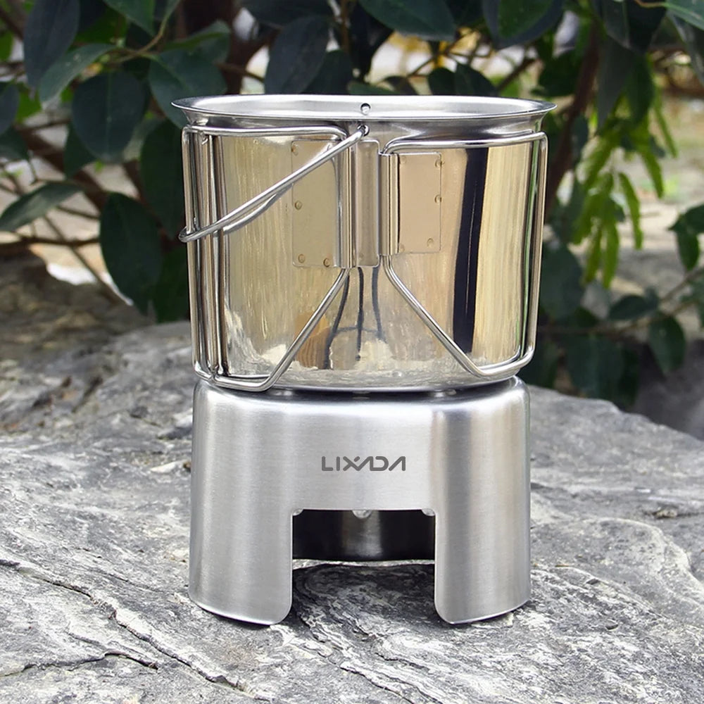 Stainless Steel Camping Cookware Set with Wood Stove D17034