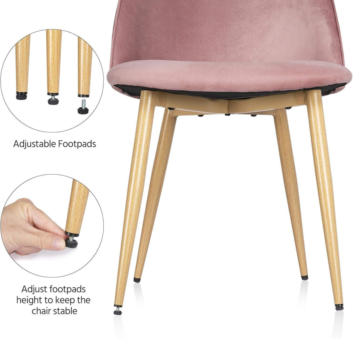 Pink Velvet Accent Chairs with Metal Legs, Set of 2 B98449