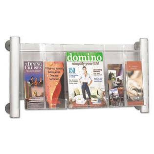Luxe Magazine Rack, Three Compartments, Clear/Silver H22149