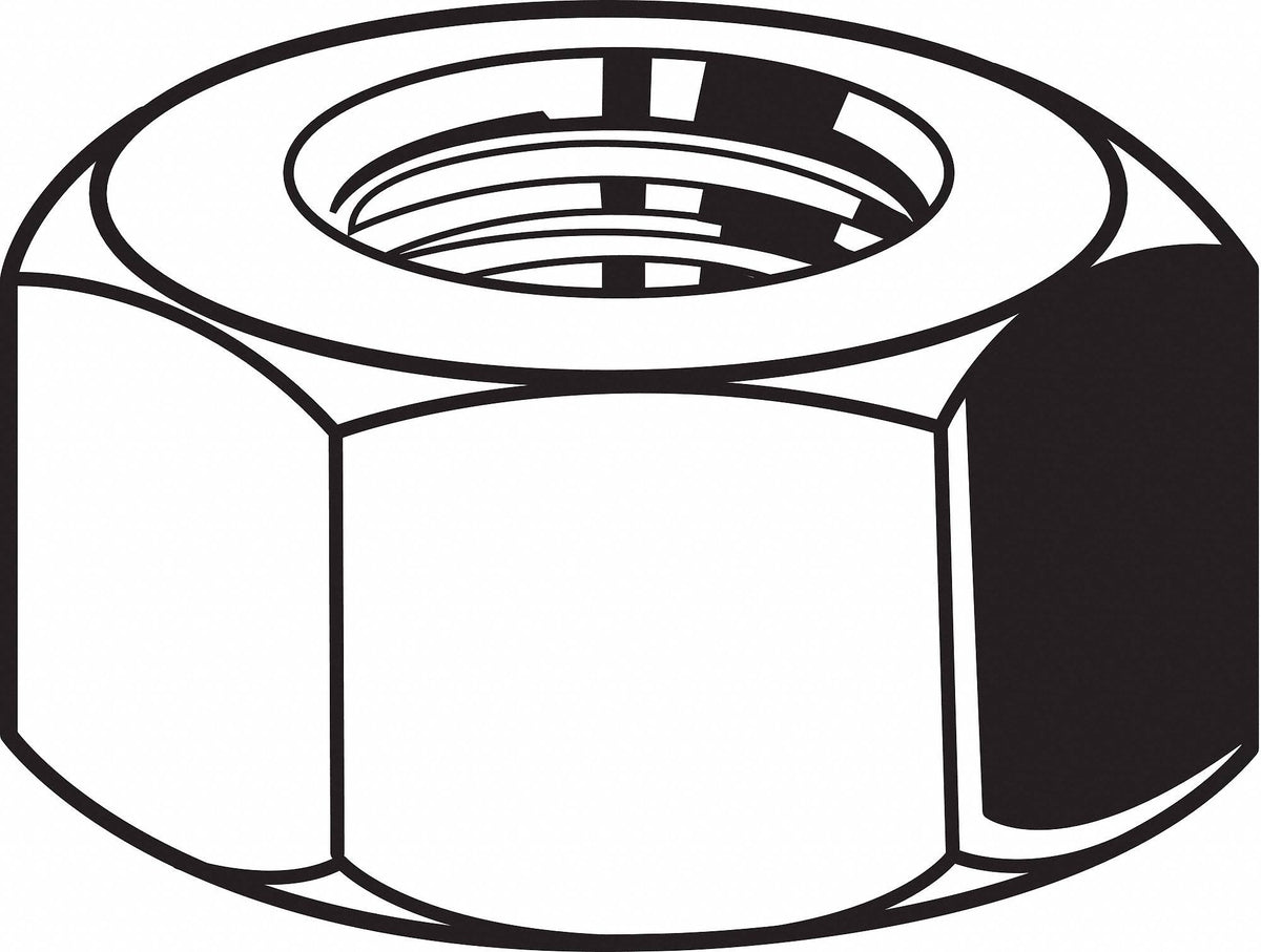 2x22-8 Grade 2H Plain Finish Carbon Steel Hex Nuts, 10 Pk. F585601