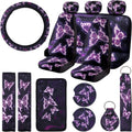 15 Pieces Purple Butterfly Car Seat Covers Full Set F24045