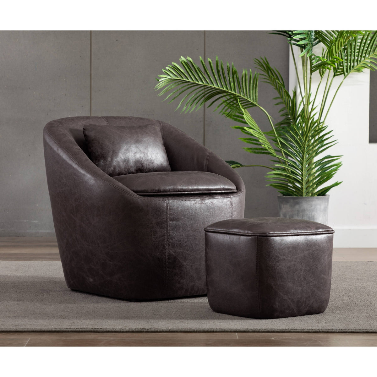 Barrel Chair with Storage Seat and Ottoman - Black E1977
