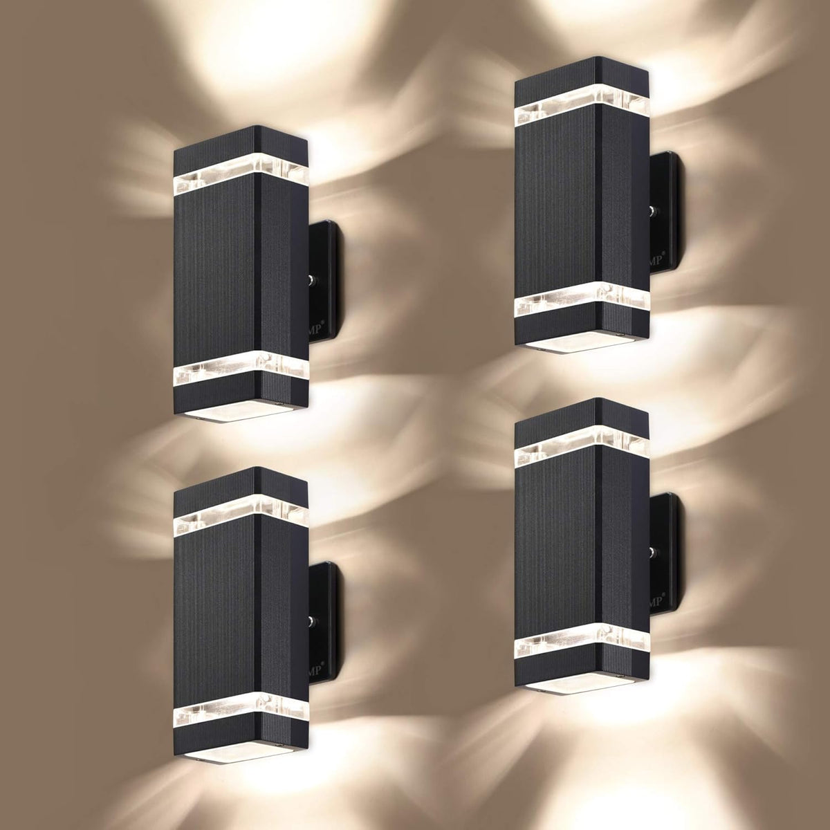 2 Pack LED Square Up and Down Outdoor Wall Light, Aluminum Waterproof 5000k 5W U560915