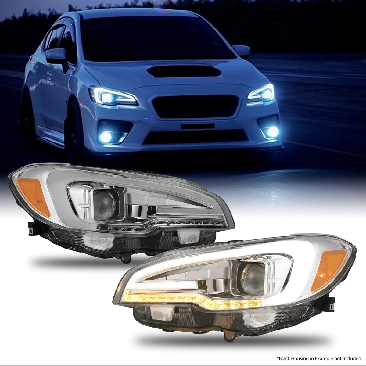 Black Smoked Projector Headlight with LED DRL and LED Sequential Signal M193364