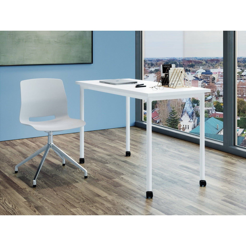 White Office Desk with Casters Plywood O963416