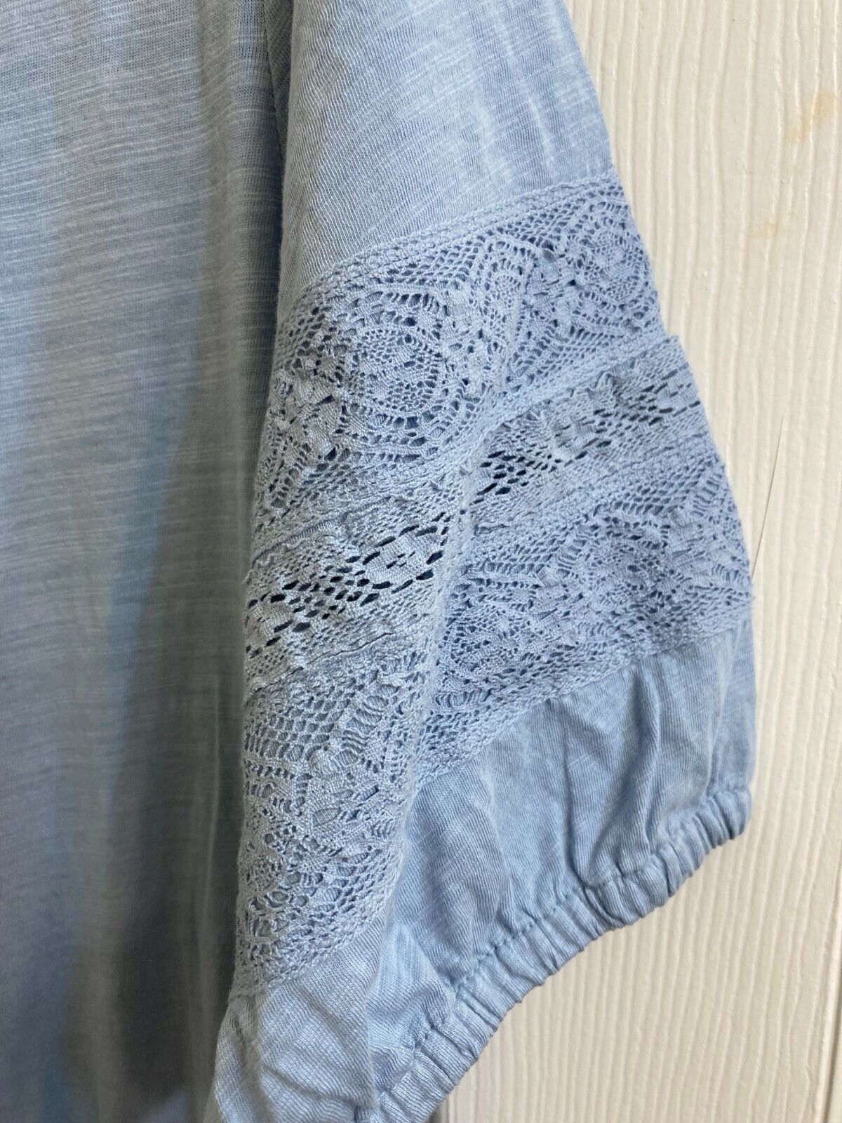 Blue Maxi Lace Trim Dress W2056