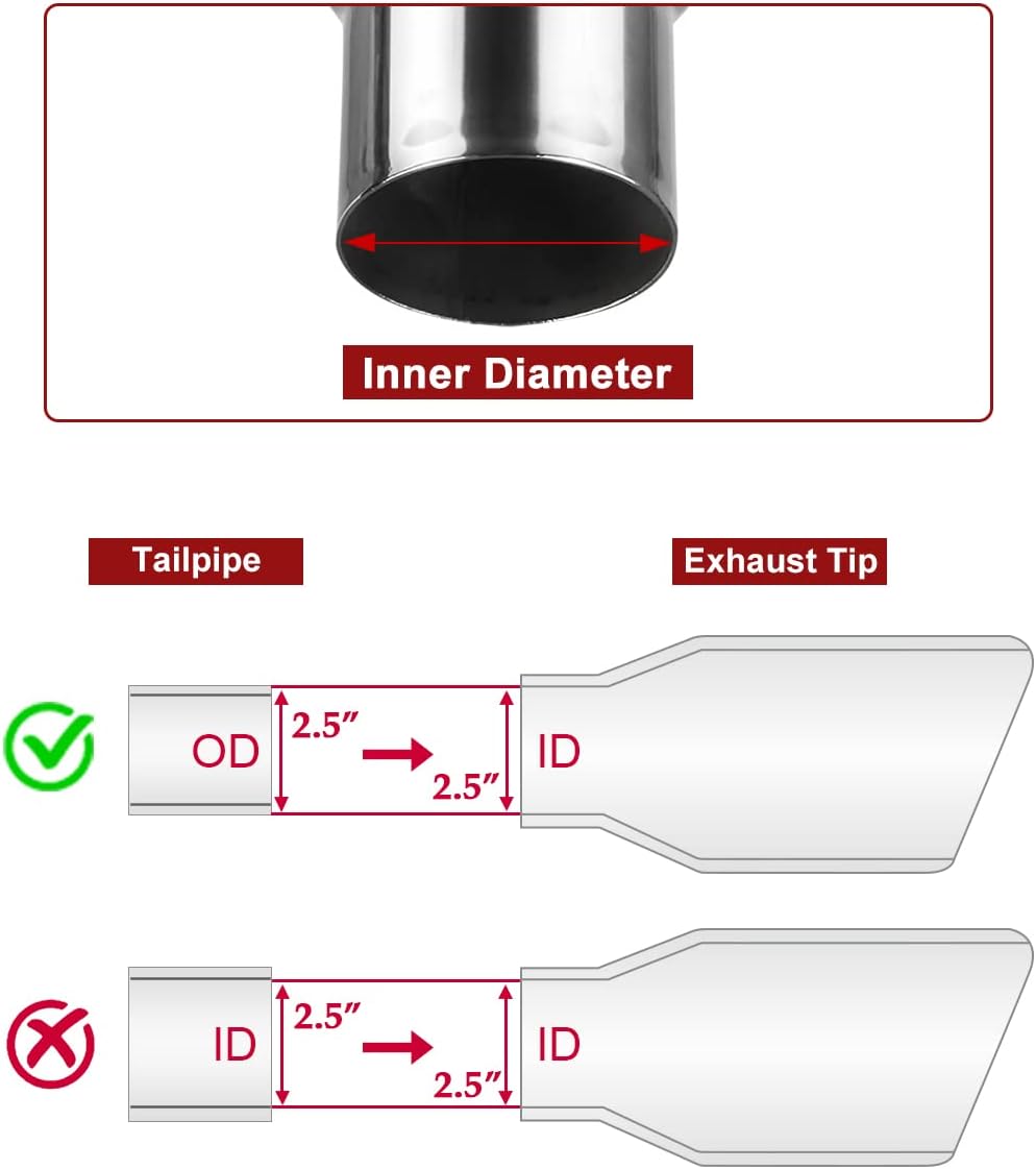 2.5 Inch Inlet 4 Inch Outlet Blue Burnt Exhaust Tip 9" Long Double Wall Straight Cut 304 SS Weld On Pack of 2 L43601