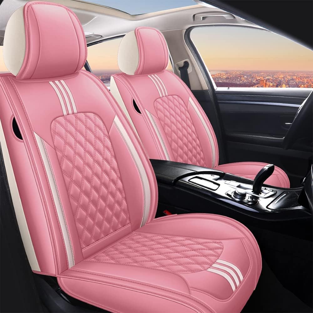 Black-red Leather Universal Car Seat Covers Full Set V1538