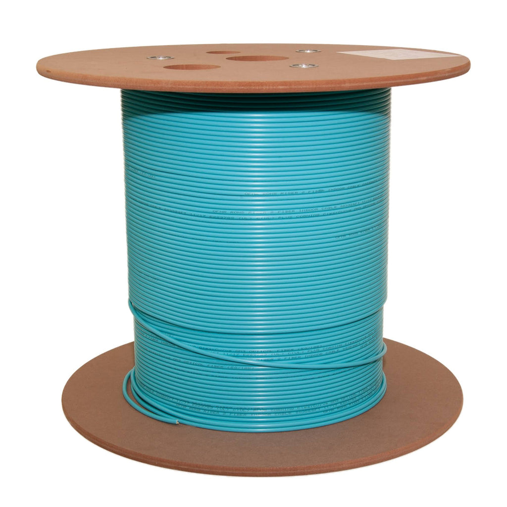 6 Fiber Indoor Distribution Fiber Optic Cable Multimode 50/125 OM3 Aqua Riser Rated Spool 1000 Foot M303164