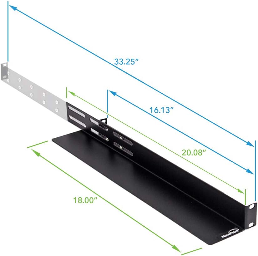 Universal 1U Rack Mount 4-Post Shelf Rail 33.5 Inches 2-Pack K404