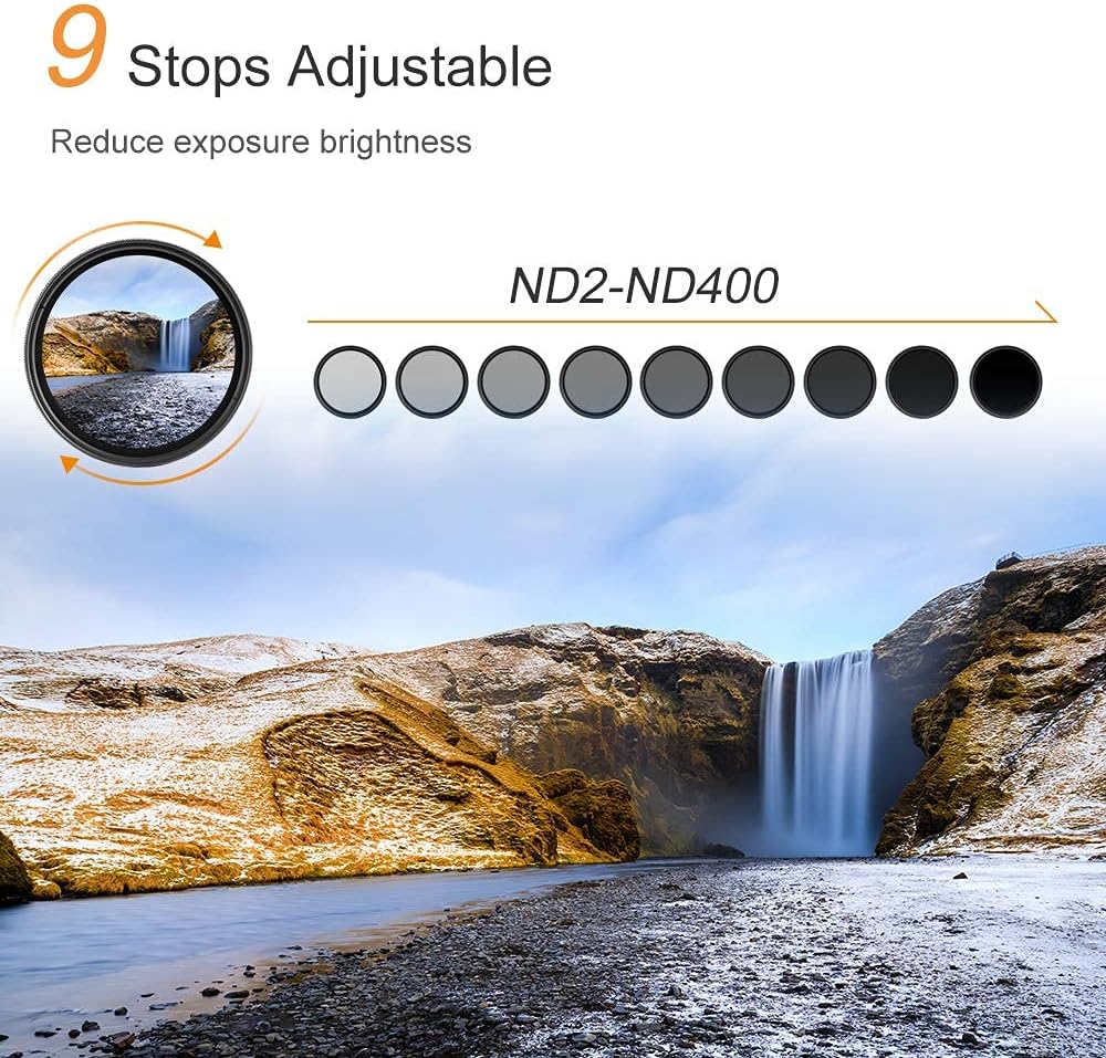 49mm Variable Neutral Density Filter ND2-ND400 9 Stops Pack of 2 Y3597